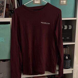 Abercrombie & Fitch Men's Long-Sleeve Crew Tee - Maroon